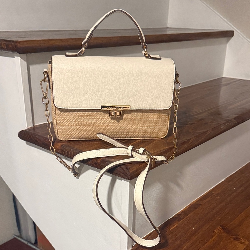 Anne Klein Elegant Cream and Tan Handbag